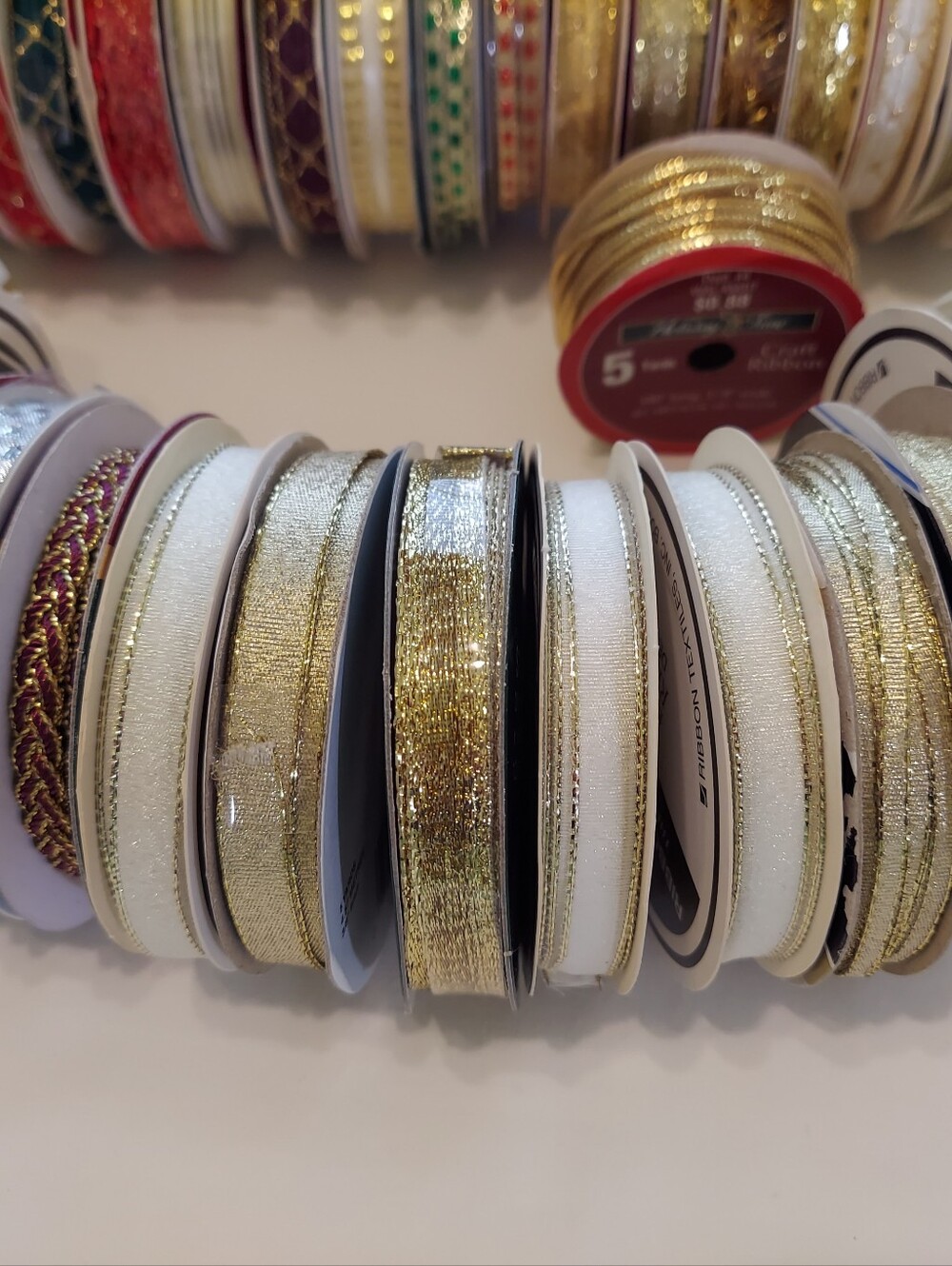 New Decorative Crafting Ribbon(36 Rolls), Variety Colors, Widths, Wired, Trims, - Picture 6 of 9